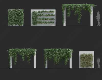现代绿植墙3D模型下载